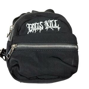 Dolls Kill black with white embroidery mini back pack nwot